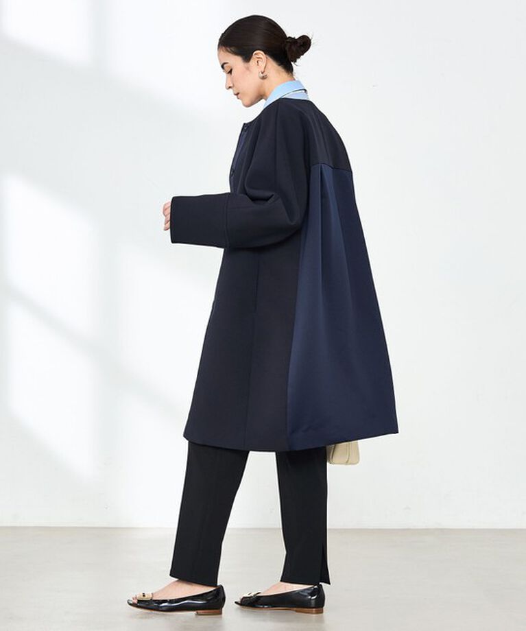 NOLLEY'S「ウォッシャブル軽量トリプルクロスサテン切替クルーネックコート」|ダッフルコート|