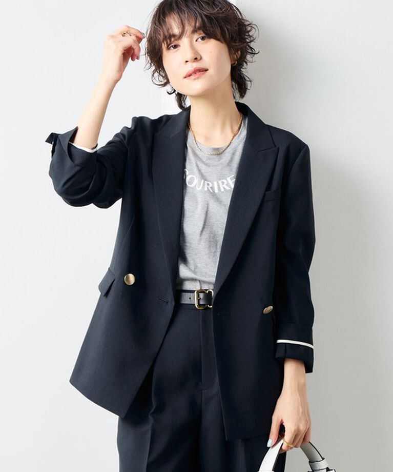 NOLLEY'S sophi「《セットアップ対応》ウォッシャブルライトドライシャンブレージャケット」|テーラードジャケット|ネイビー