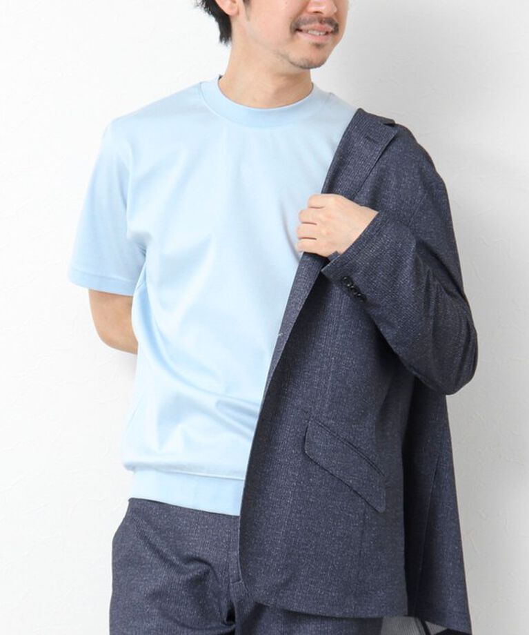 NOLLEY'S goodman「《ビジカジ対応》シルケットスムースドレスTシャツ 25SS」|Tシャツ・カットソー|グレイッシュブルー