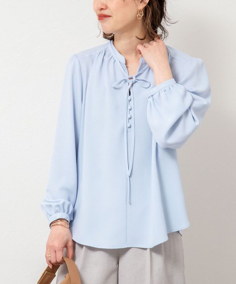 NOLLEY'S sophi「ジョーゼットリボンブラウス」|シャツ・ブラウス|サックス