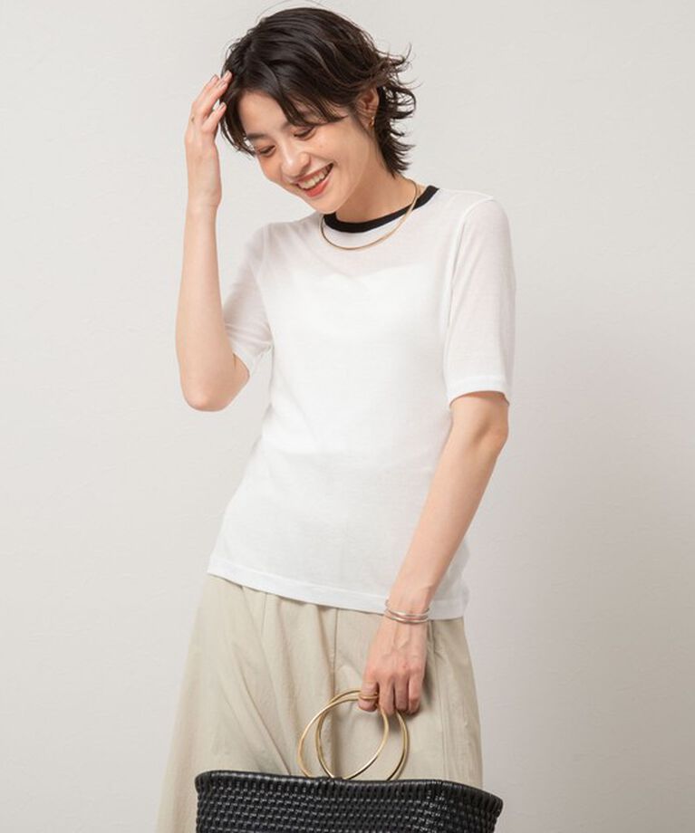 NOLLEY'S sophi「シアー配色トリミング半袖Tシャツ」|Tシャツ・カットソー|