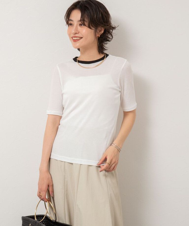 NOLLEY'S sophi「シアー配色トリミング半袖Tシャツ」|Tシャツ・カットソー|