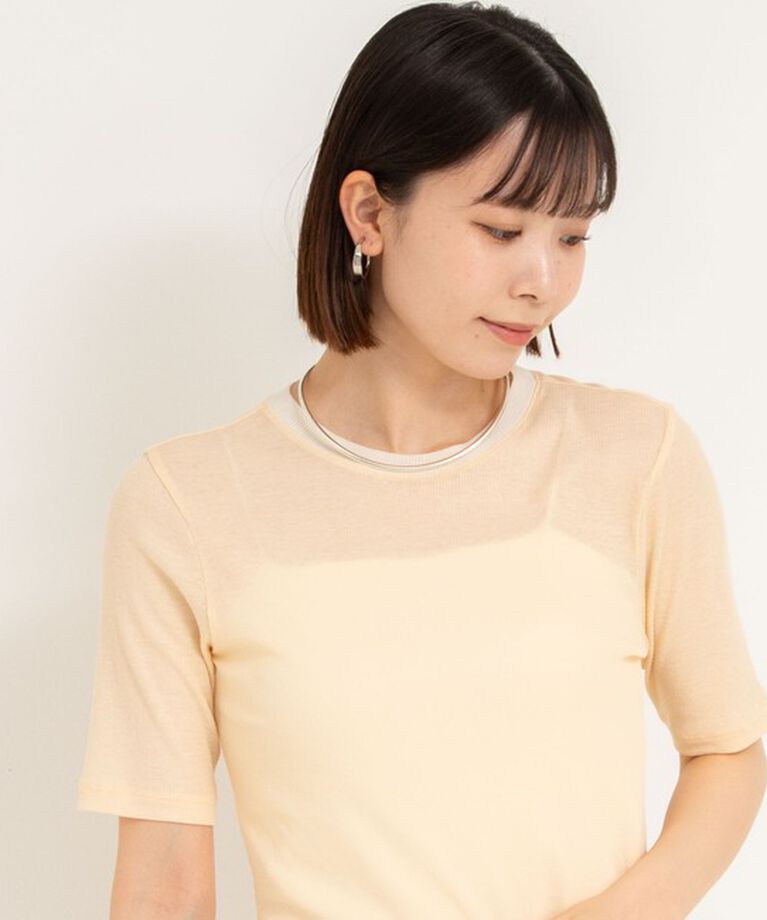 NOLLEY'S sophi「シアー配色トリミング半袖Tシャツ」|Tシャツ・カットソー|