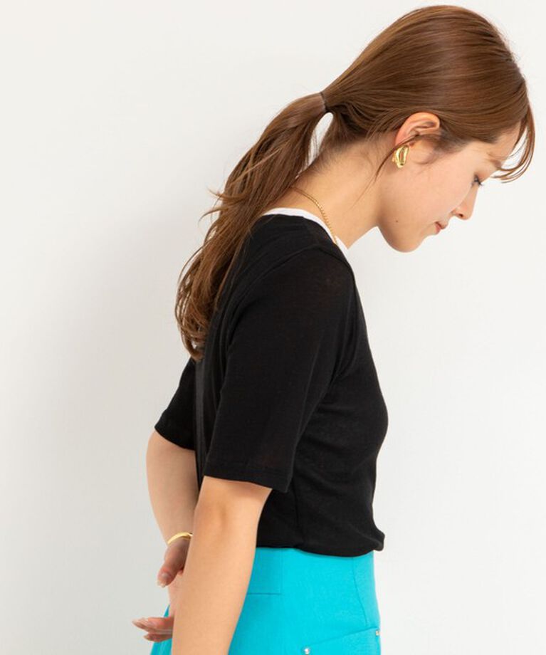 NOLLEY'S sophi「シアー配色トリミング半袖Tシャツ」|Tシャツ・カットソー|