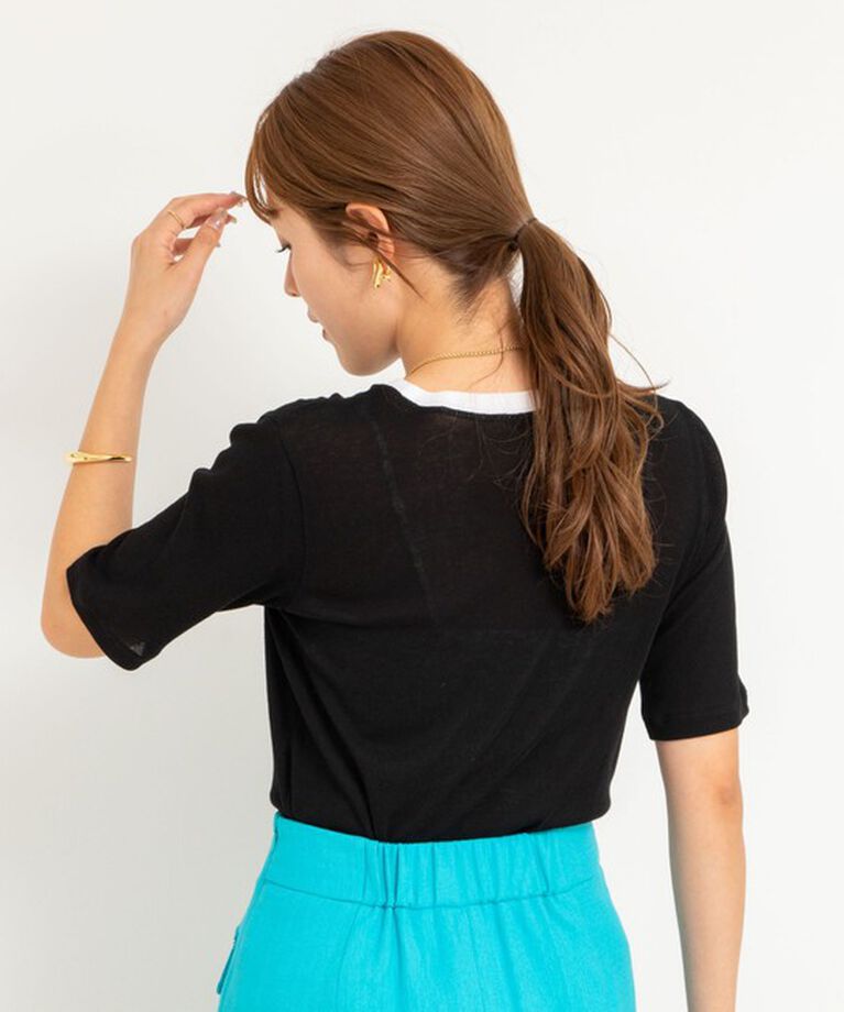 NOLLEY'S sophi「シアー配色トリミング半袖Tシャツ」|Tシャツ・カットソー|