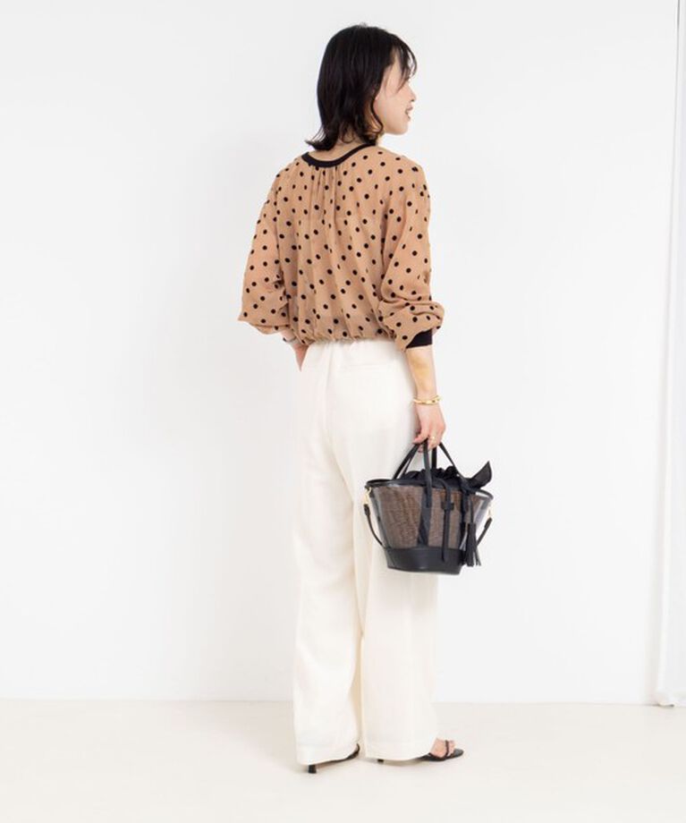 NOLLEY'S「シアーフロッキードットクルーネックカーディガン」|カーディガン|