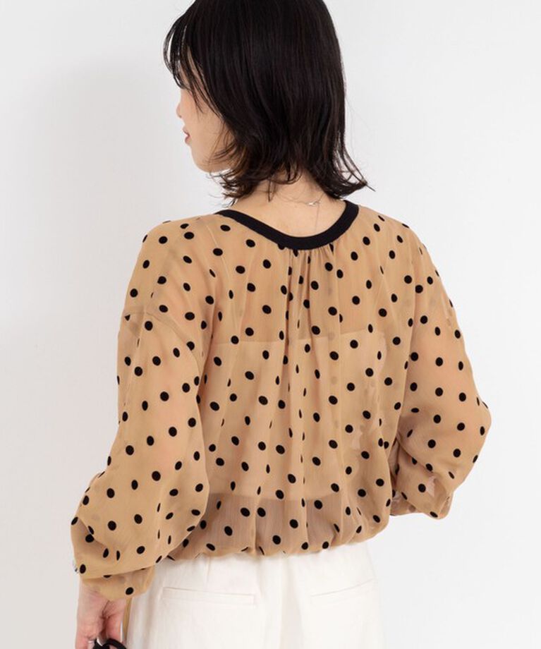 NOLLEY'S「シアーフロッキードットクルーネックカーディガン」|カーディガン|
