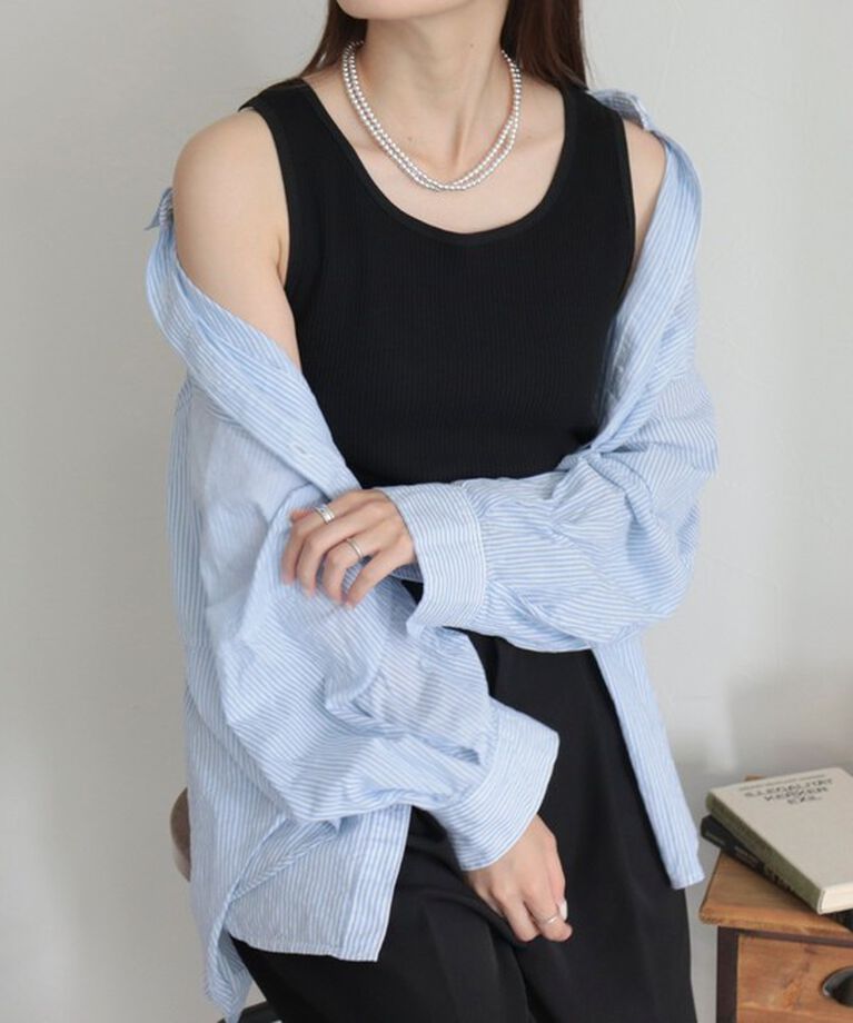 fredy emue「ニットライクテレコタンクトップ」|Tシャツ・カットソー|ブラック