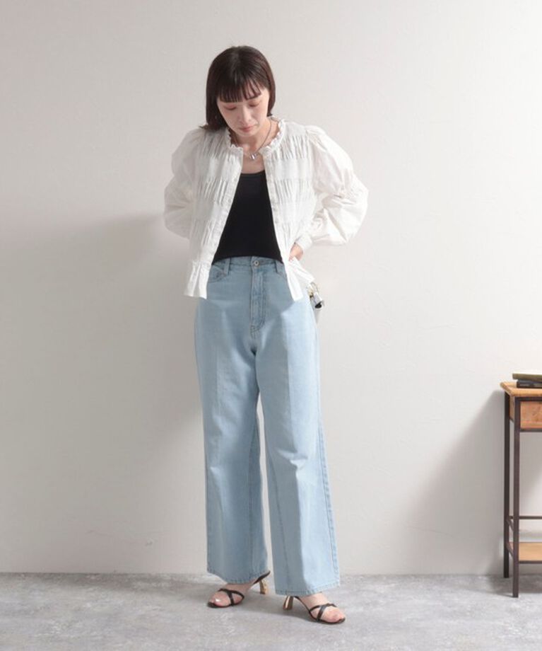 fredy emue「センタープレス ストレートデニムパンツ」|デニム|
