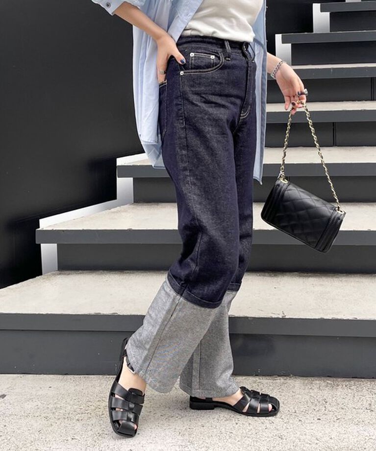fredy emue「ロングロールアップデニムパンツ」|デニム|