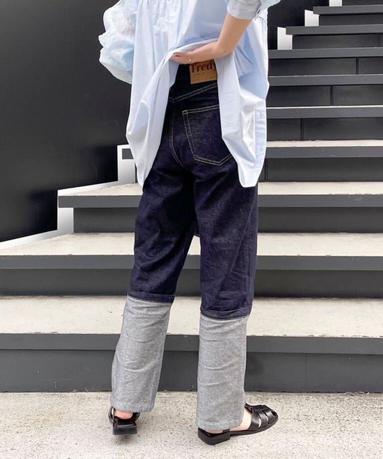 fredy emue「ロングロールアップデニムパンツ」|デニム|