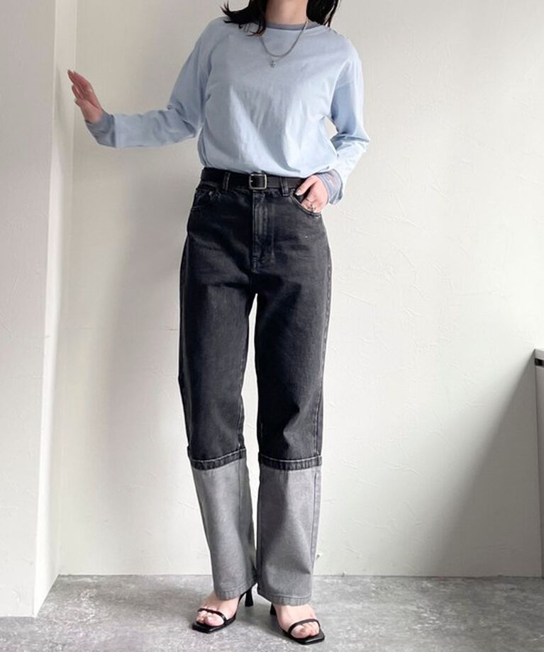 fredy emue「ロングロールアップデニムパンツ」|デニム|