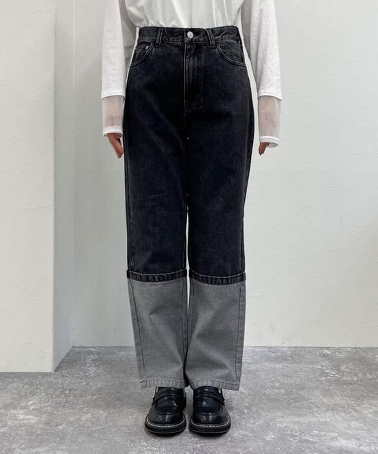 fredy emue「ロングロールアップデニムパンツ」|デニム|