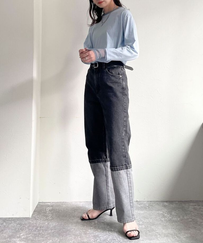 fredy emue「ロングロールアップデニムパンツ」|デニム|