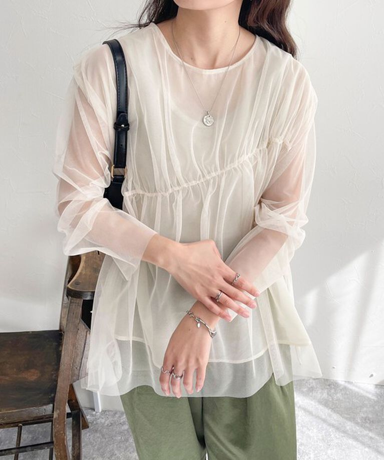 fredy emue「チュールシャーリングブラウス」|Tシャツ・カットソー|