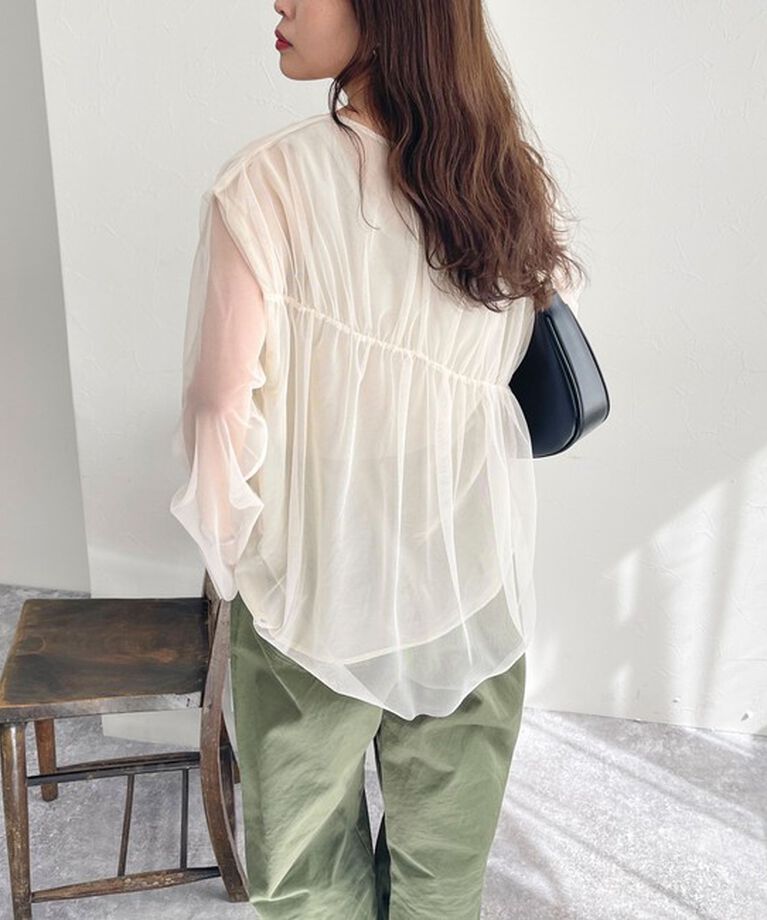 fredy emue「チュールシャーリングブラウス」|Tシャツ・カットソー|