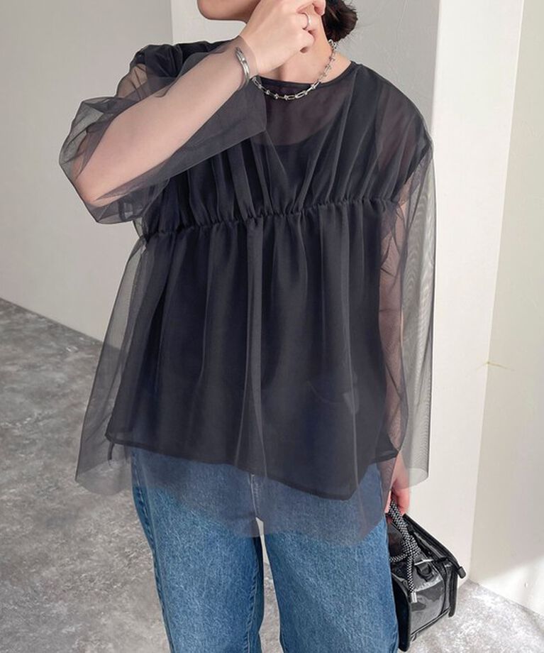 fredy emue「チュールシャーリングブラウス」|Tシャツ・カットソー|