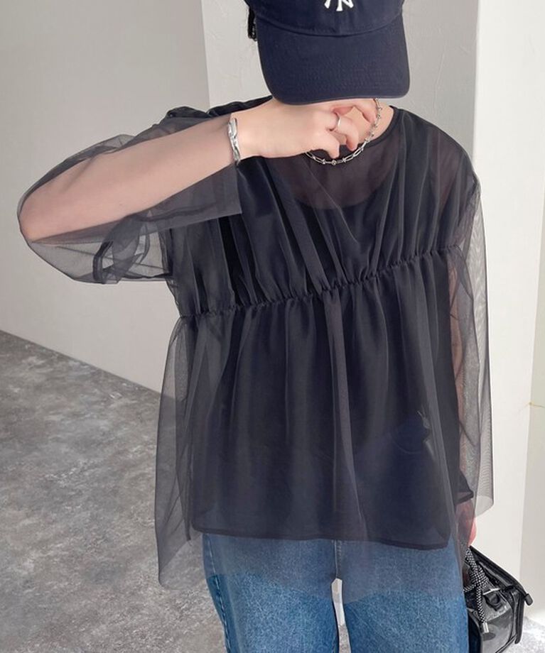 fredy emue「チュールシャーリングブラウス」|Tシャツ・カットソー|