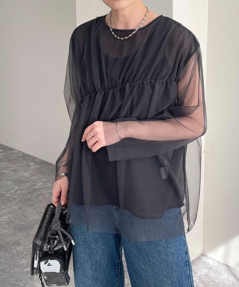 fredy emue「チュールシャーリングブラウス」|Tシャツ・カットソー|