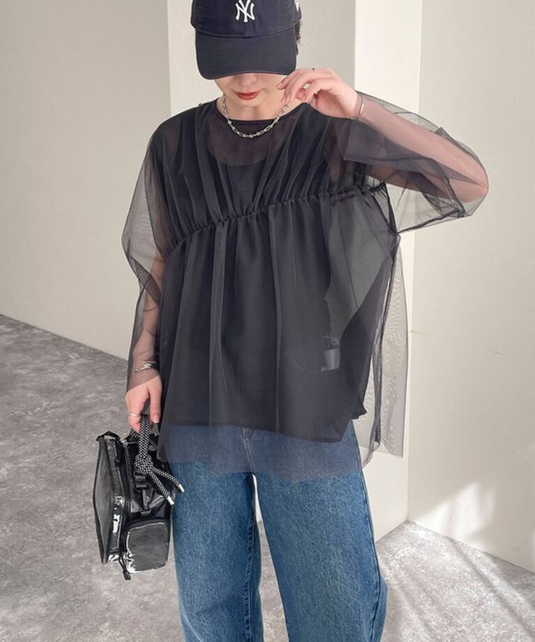 fredy emue「チュールシャーリングブラウス」|Tシャツ・カットソー|