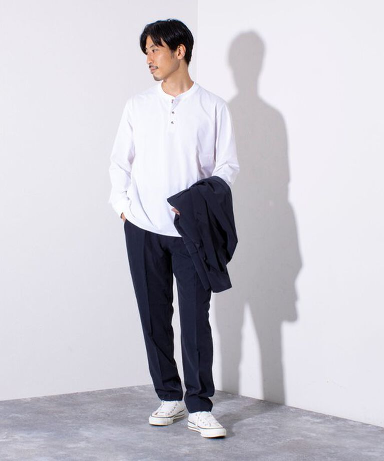 GLOSTER「【GLOSTER/グロスター】パラシュートボタン ヘンリーネック 天竺 長袖Tシャツ ロンT」|Tシャツ・カットソー|