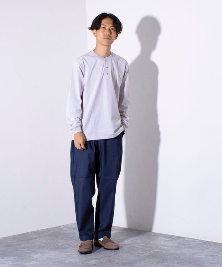 GLOSTER「【GLOSTER/グロスター】パラシュートボタン ヘンリーネック 天竺 長袖Tシャツ ロンT」|Tシャツ・カットソー|