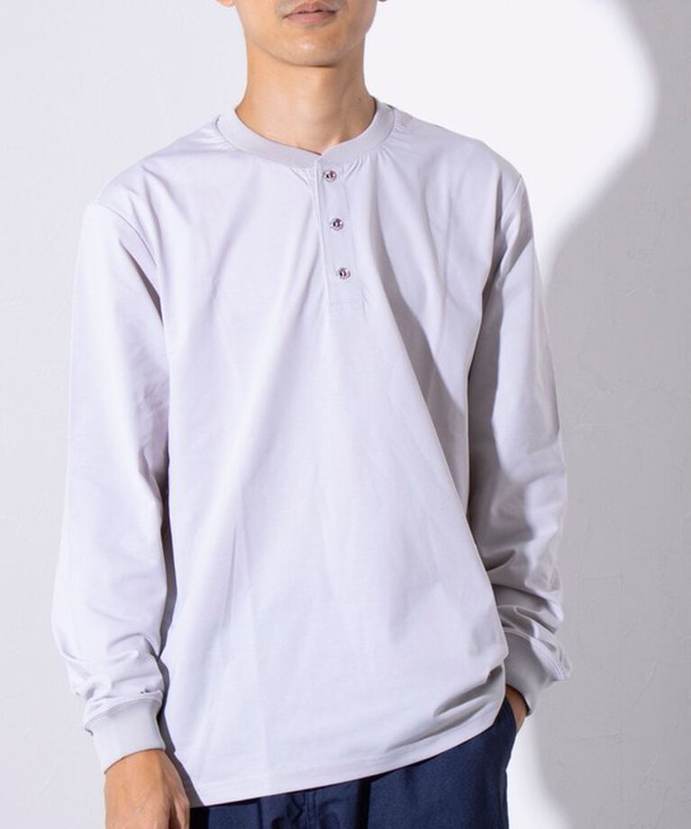 GLOSTER「【GLOSTER/グロスター】パラシュートボタン ヘンリーネック 天竺 長袖Tシャツ ロンT」|Tシャツ・カットソー|