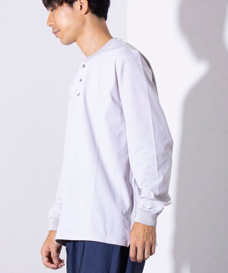 GLOSTER「【GLOSTER/グロスター】パラシュートボタン ヘンリーネック 天竺 長袖Tシャツ ロンT」|Tシャツ・カットソー|
