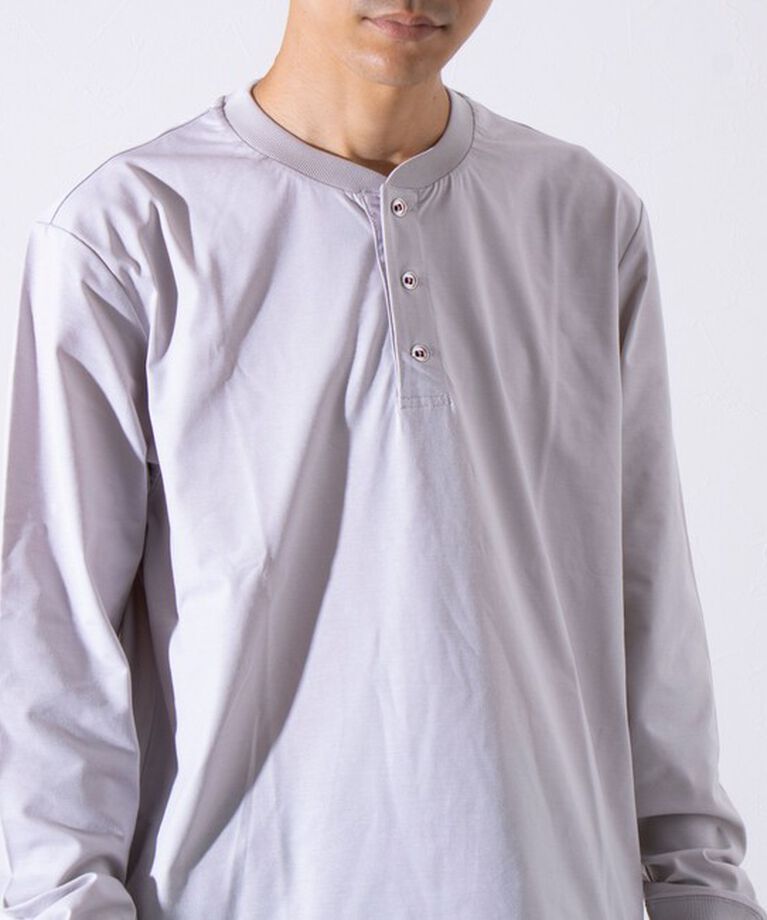 GLOSTER「【GLOSTER/グロスター】パラシュートボタン ヘンリーネック 天竺 長袖Tシャツ ロンT」|Tシャツ・カットソー|