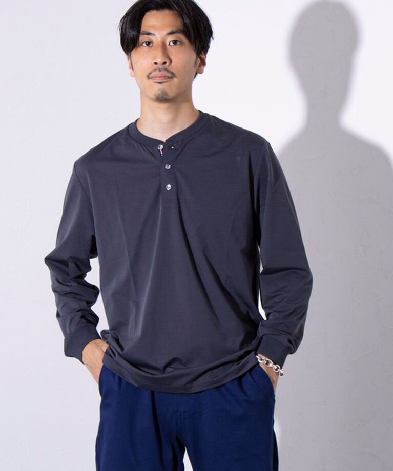 GLOSTER「【GLOSTER/グロスター】パラシュートボタン ヘンリーネック 天竺 長袖Tシャツ ロンT」|Tシャツ・カットソー|