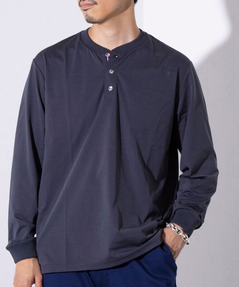 GLOSTER「【GLOSTER/グロスター】パラシュートボタン ヘンリーネック 天竺 長袖Tシャツ ロンT」|Tシャツ・カットソー|