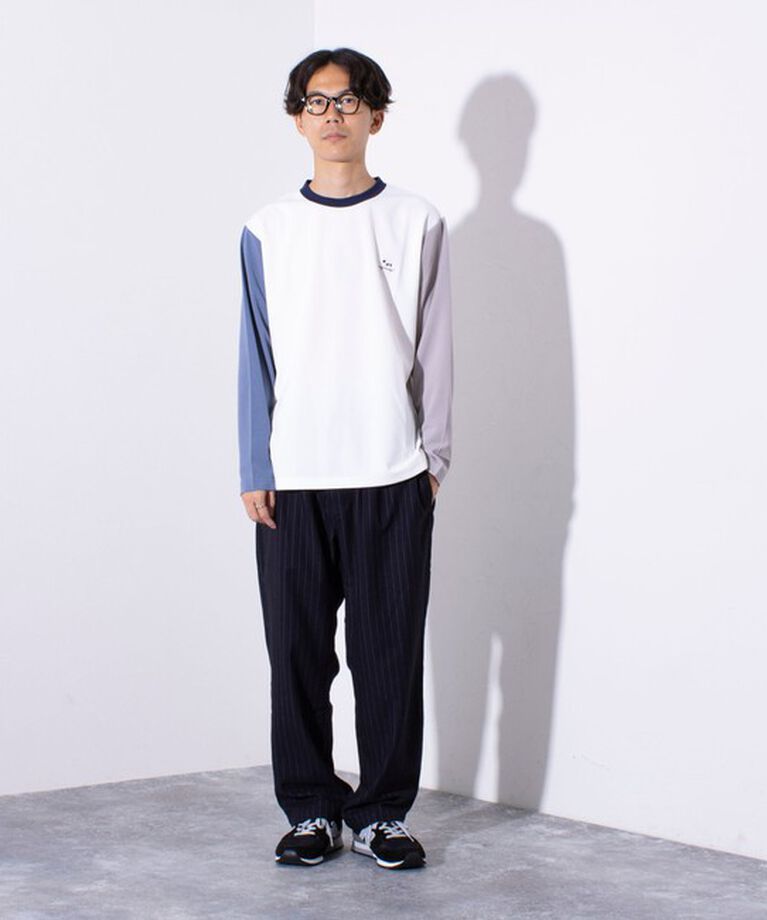 GLOSTER「【GLOSTER/グロスター】フレンチブルドッグ刺繍 カットジョーゼット長袖Tシャツ ワンポイント」|Tシャツ・カットソー|