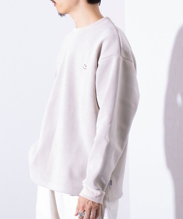 GLOSTER「【GLOSTER】フレンチブルドッグ刺繍 裏フリース コーデュロイ ボンディング プルオーバー」|スウェット・ジャージ|