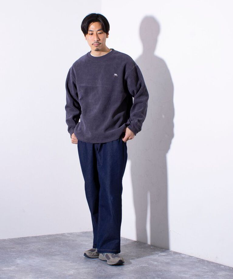 GLOSTER「【GLOSTER】フレンチブルドッグ刺繍 裏フリース コーデュロイ ボンディング プルオーバー」|スウェット・ジャージ|