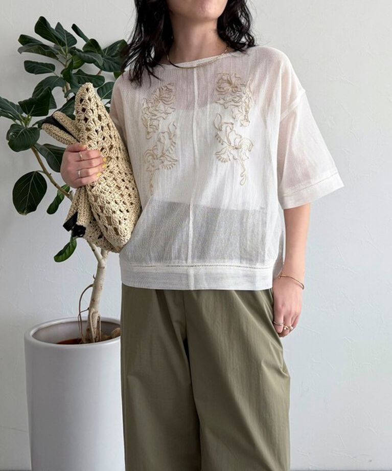 fredy emue「MADE INDIA コットンネットザリ刺繍プルオーバー」|シャツ・ブラウス|