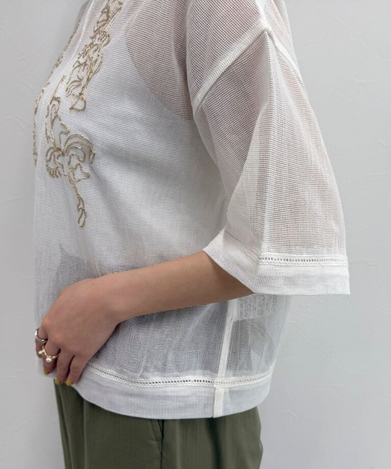 fredy emue「MADE INDIA コットンネットザリ刺繍プルオーバー」|シャツ・ブラウス|