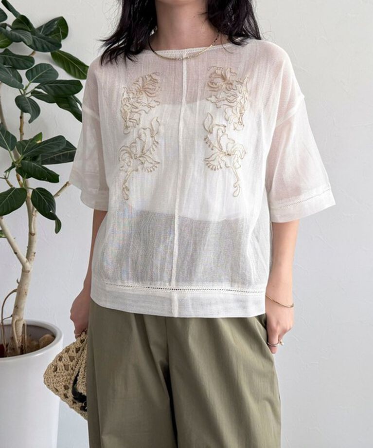 fredy emue「MADE INDIA コットンネットザリ刺繍プルオーバー」|シャツ・ブラウス|