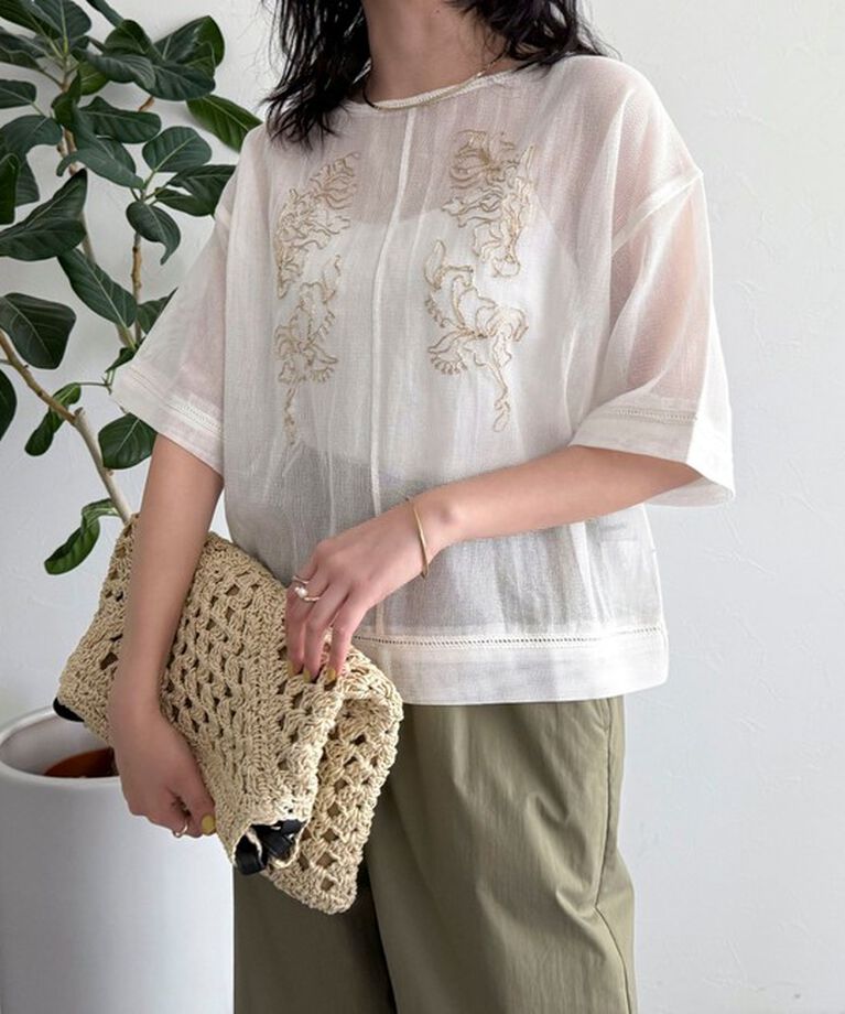 fredy emue「MADE INDIA コットンネットザリ刺繍プルオーバー」|シャツ・ブラウス|