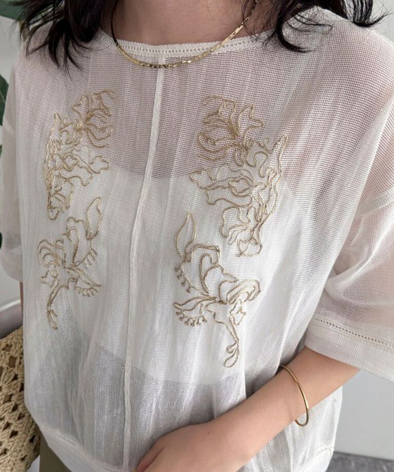 fredy emue「MADE INDIA コットンネットザリ刺繍プルオーバー」|シャツ・ブラウス|