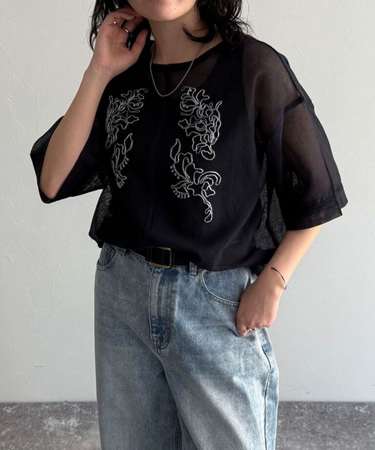 fredy emue「MADE INDIA コットンネットザリ刺繍プルオーバー」|シャツ・ブラウス|