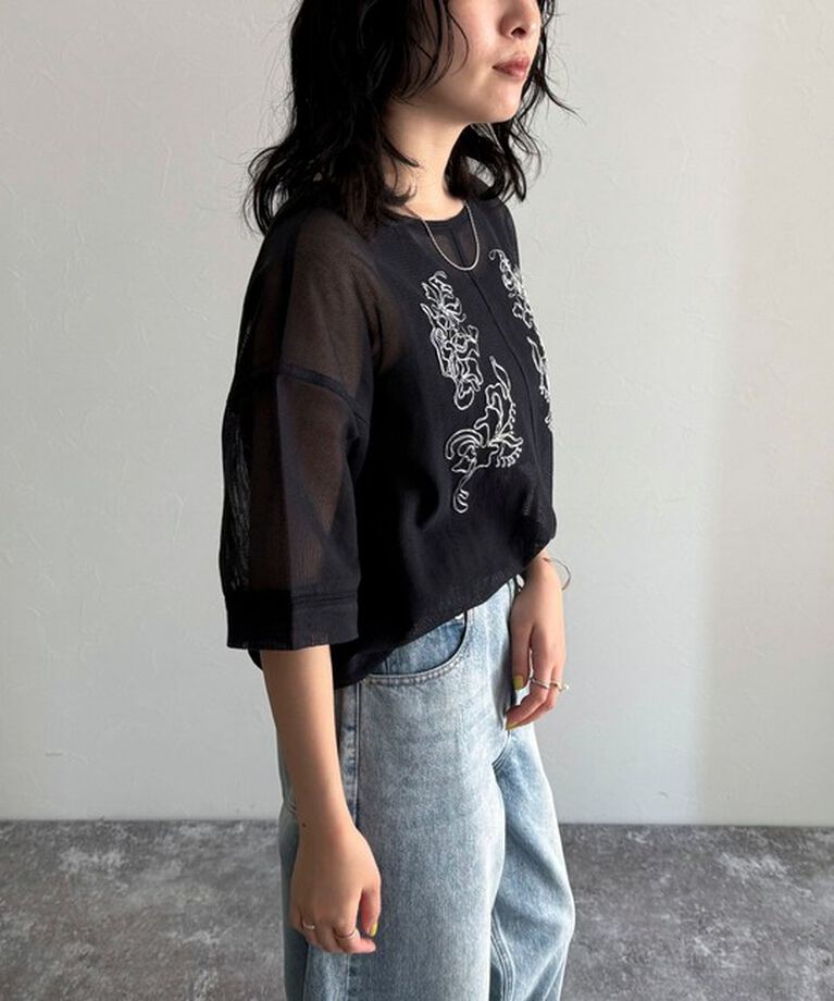 fredy emue「MADE INDIA コットンネットザリ刺繍プルオーバー」|シャツ・ブラウス|
