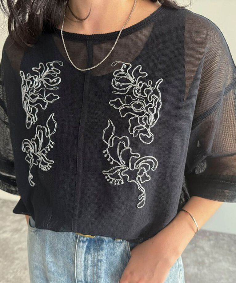 fredy emue「MADE INDIA コットンネットザリ刺繍プルオーバー」|シャツ・ブラウス|