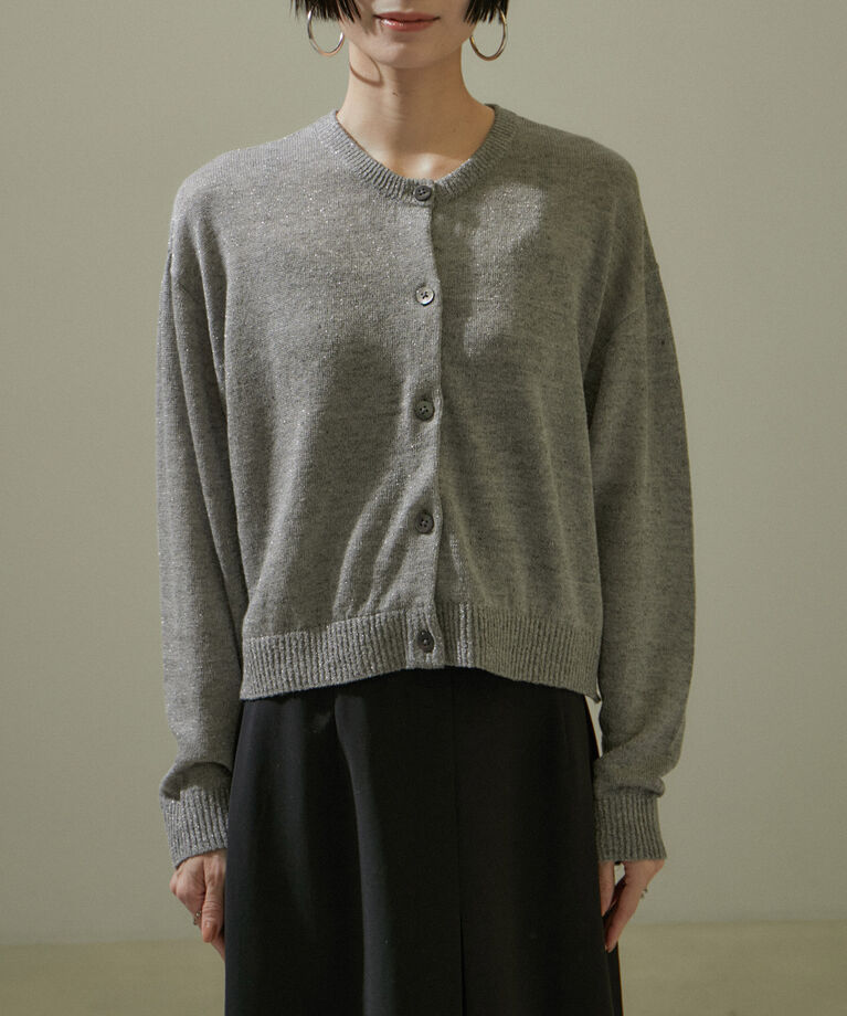 SALON adam et rope'「スパークルリネンラメカーディガン」|カーディガン|