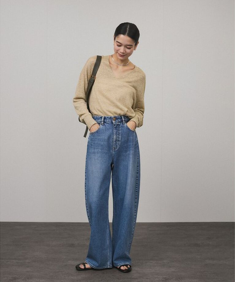 SALON adam et rope'「［スパークルリネン］シアーラメニットVネックプルオーバー」|ニット・セーター|