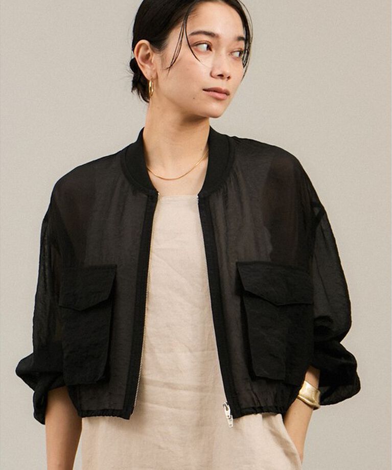 SALON adam et rope'「[25SS]シアークロップドブルゾン 3 / シアーカーディガン」|ブルゾン・スタジャン|