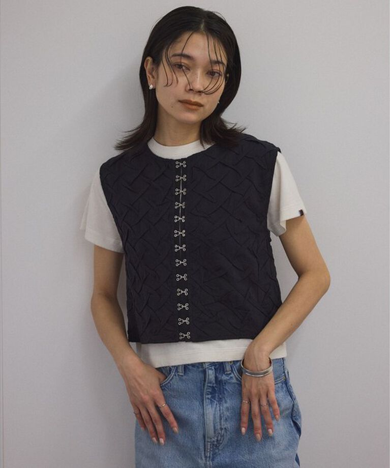 SALON adam et rope'「【WEB限定】ハンドスモッキングジレ / ベスト」|ベスト・ジレ|