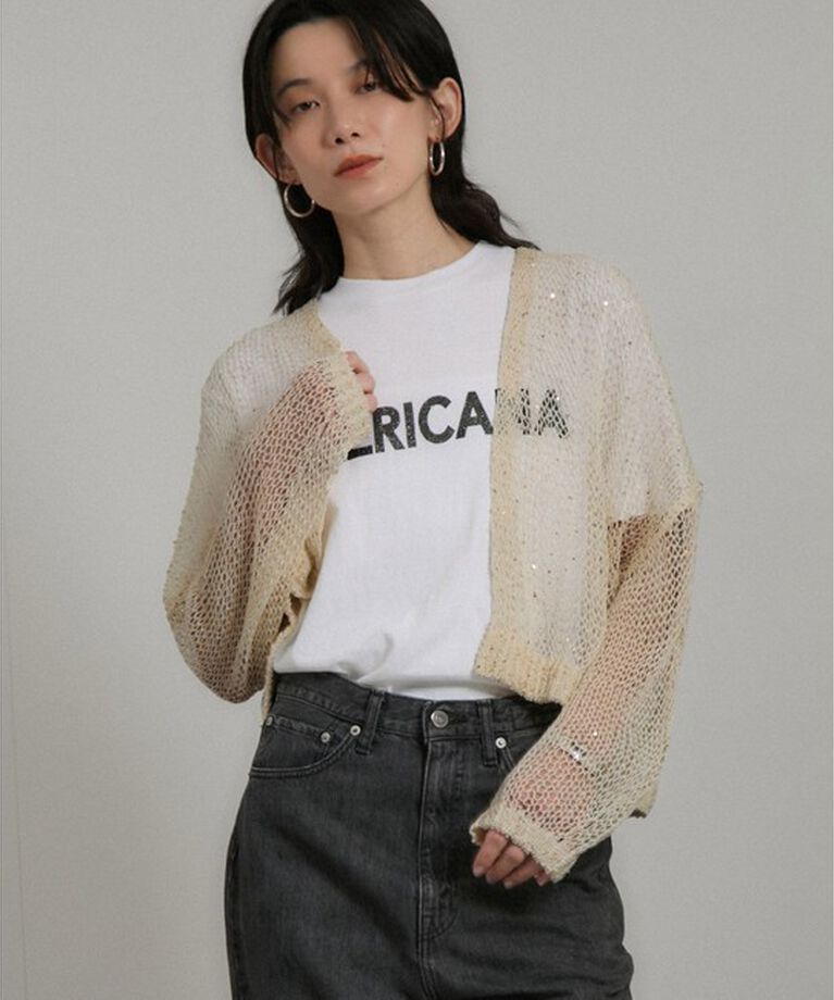 SALON adam et rope'「ギマコットンスパンコールカーディガン」|カーディガン|