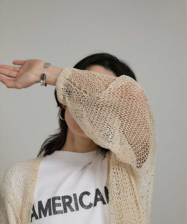 SALON adam et rope'「ギマコットンスパンコールカーディガン」|カーディガン|
