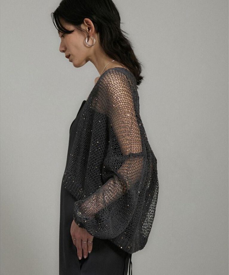 SALON adam et rope'「ギマコットンスパンコールカーディガン」|カーディガン|