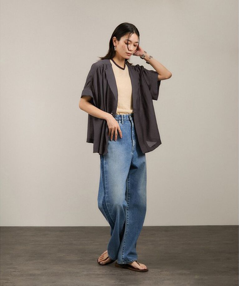 SALON adam et rope'「【WEB限定】シアーエアリージャケットライクブラウス」|シャツ・ブラウス|